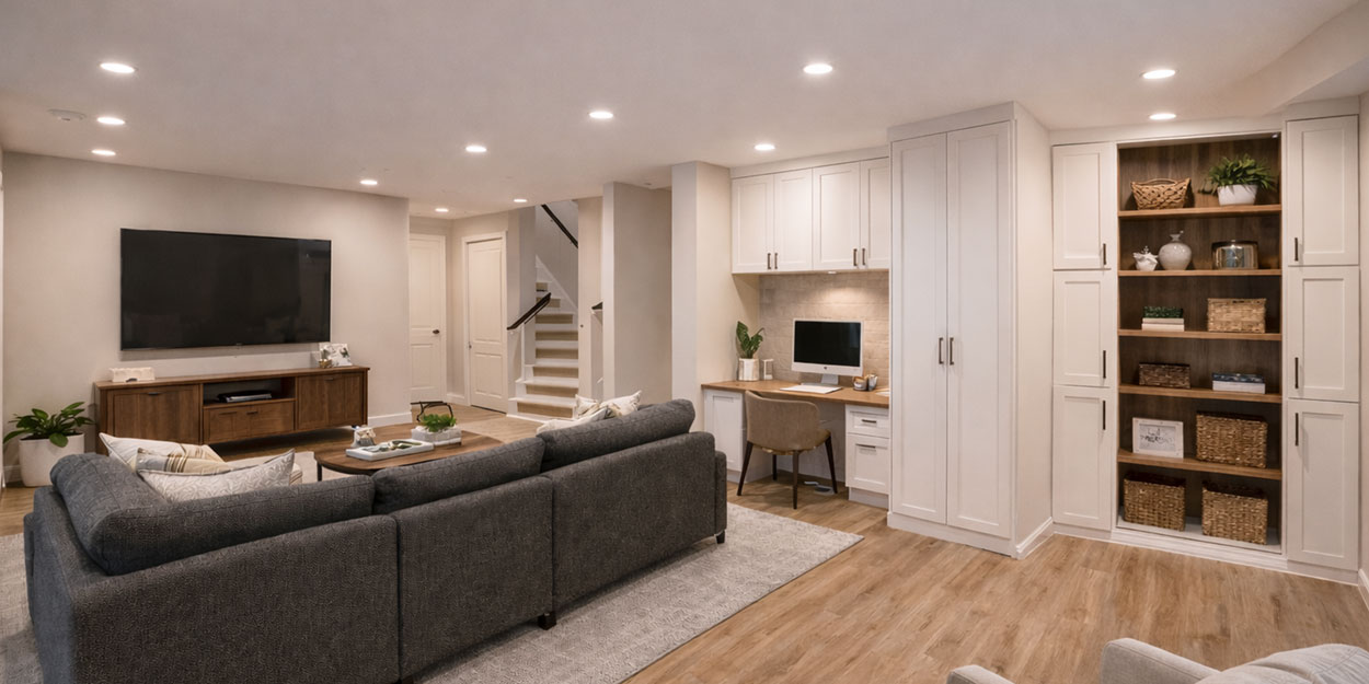 Smart basement layout with functional zones and optimized living space